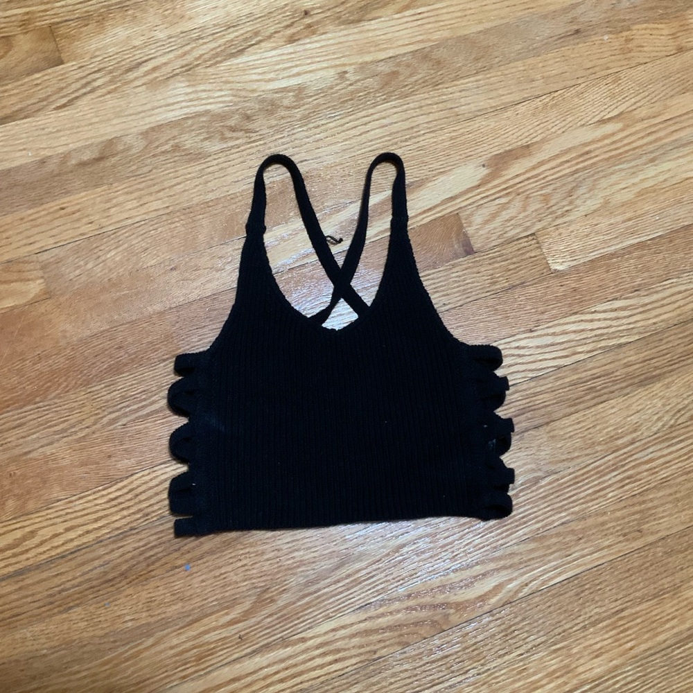 UO Black knit tank crop top